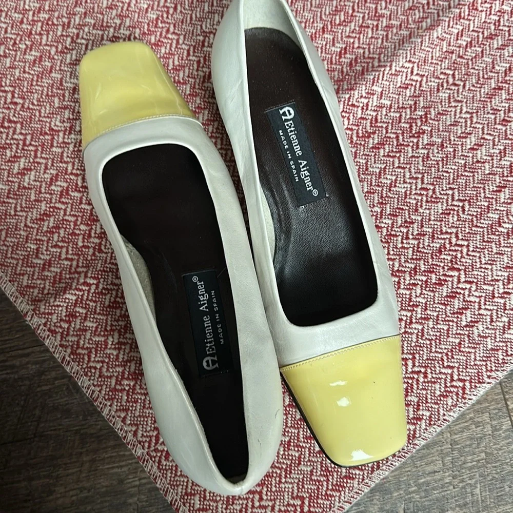 Etienne Aigner Women's Cream and Yellow Pumps - Picture 8 of 15